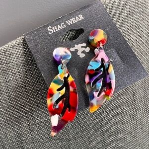 Multicolor Resin Leaf Earrings